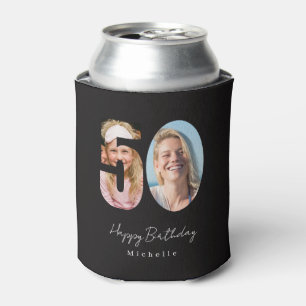 50. Geburtstag Schwarz Zwei Foto Dosenkühler