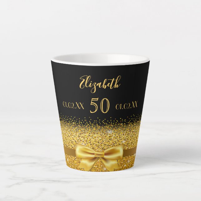 50. Geburtstag schwarzer Goldbug Milchtasse (Vorderseite)
