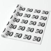 50. Geburtstag, Schwarzes, blauer Text auf Weiß