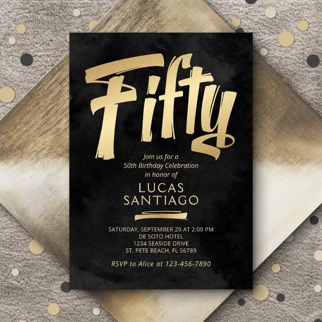 50. Geburtstag Schwarzes Gold Einladung (Von Creator hochgeladen)