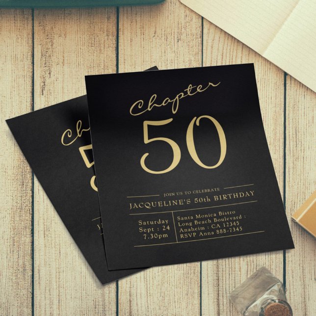 50. Geburtstag Schwarzes Gold Einladung Flyer (Von Creator hochgeladen)
