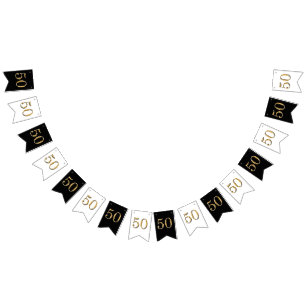 50. Geburtstag schwarzes Gold elegantes Party Wimpelkette