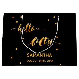 50. Geburtstag schwarzes Gold Hallo 50 Typografie Große Geschenktüte
