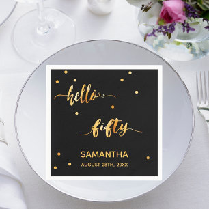 50. Geburtstag schwarzes Gold hello 50 Namensskrip Serviette