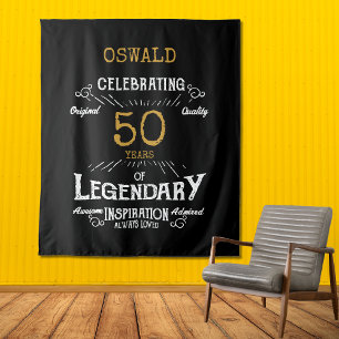 50. Geburtstag Schwarzes Gold Legendäre Foto Hinte Wandteppich