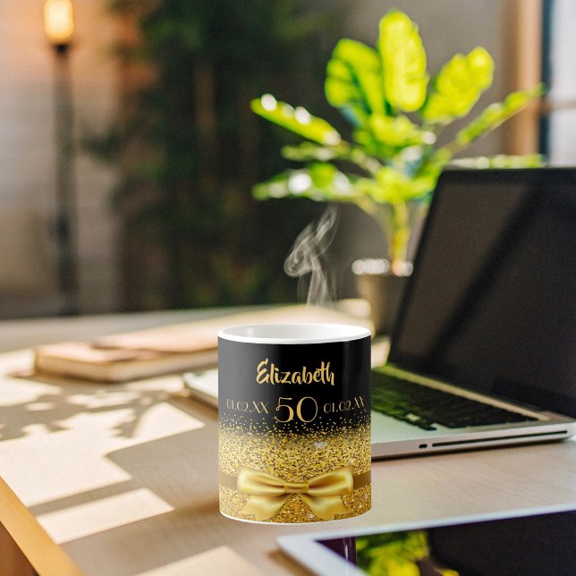 50. Geburtstag schwarzes Gold Name Klassiker Kaffeetasse (Von Creator hochgeladen)