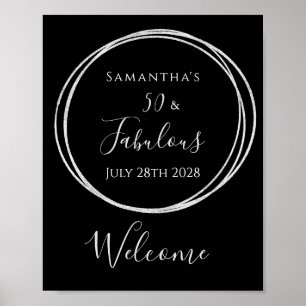50. Geburtstag Schwarzes Silber Geburtstag Begrüßu Poster