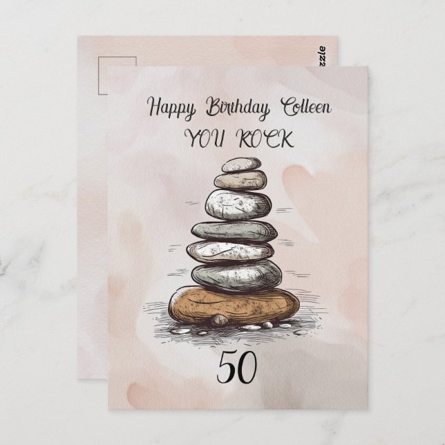 50. Geburtstag Sie Rock Grußkarte Postkarte (Vorne/Hinten)