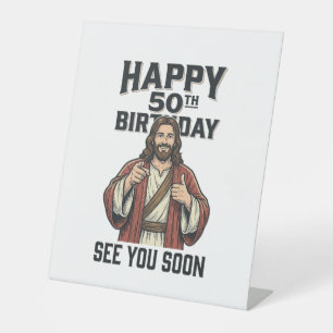 50. Geburtstag Sie sehen sich bald religiösen Humo Sockelschild
