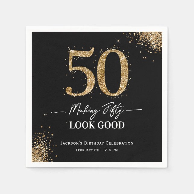 50. Geburtstag sieht gut aus Serviette (Vorderseite)