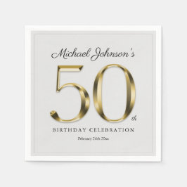 50. Geburtstag Solid Gold Text Light Gray Klasse Serviette