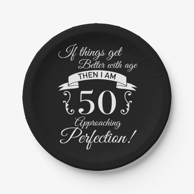 50. Geburtstag Spaß Annäherung Perfektion Pappteller (Vorderseite)