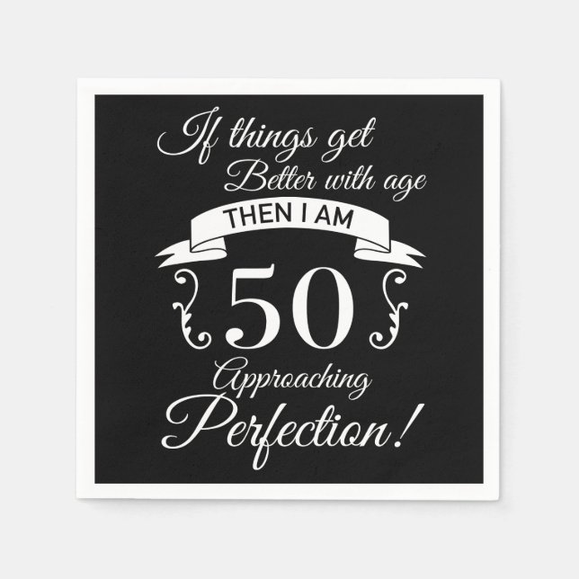 50. Geburtstag Spaß Annäherung Perfektion Serviette (Vorderseite)