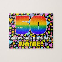 50. Geburtstag — Spaß, liebevolle Herzformen + "50