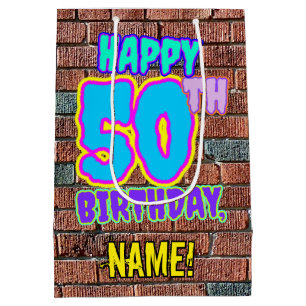 50. Geburtstag: Spaß, Urban Graffiti Inspiriert Lo Mittlere Geschenktüte