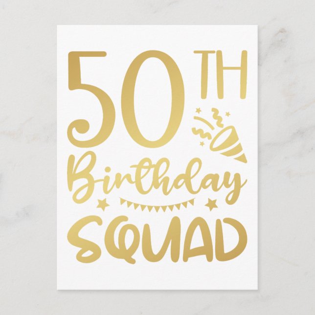 50. Geburtstag Squad 50 Party Crew Postkarte (Vorderseite)