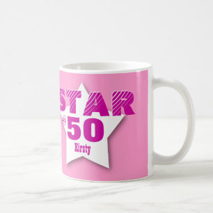 50. Geburtstag STERN oder IRGENDEIN ROSA 2 DES Kaffeetasse