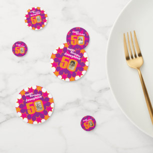 50. Geburtstag Stern rosa orange Papier Konfetti