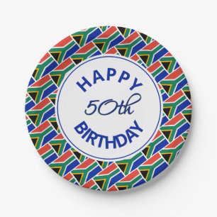 50. Geburtstag SÜDAFRIKA FLAG Custom Pappteller