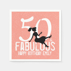 50. Geburtstag Süße Party Silhouette Pfirsich Vorl Serviette