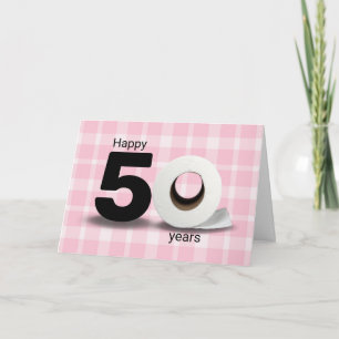 50. Geburtstag Toilettenpapierrolle auf Karo Karte