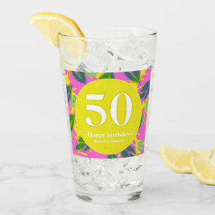 50. Geburtstag tropisches Gelb farbenfroh Glas