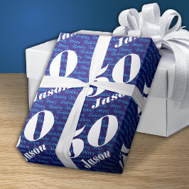 50. Geburtstag Typografie Navy Geschenkpapier