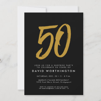 50. Geburtstag überraschend Party schwarzes Gold Einladung