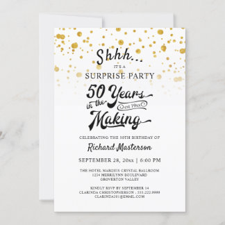 50. Geburtstag Überraschung Party Retro Gold Confe Einladung
