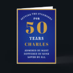 50. Geburtstag Vater Son Granddad 50 von allen gel Karte<br><div class="desc">Passen Sie den Text einfach an die Vorderseite und das Innere dieser Geburtstagskarte an,  indem Sie die Vorlage verwenden. Teil des Standardprogramms für Grußkarten.</div>