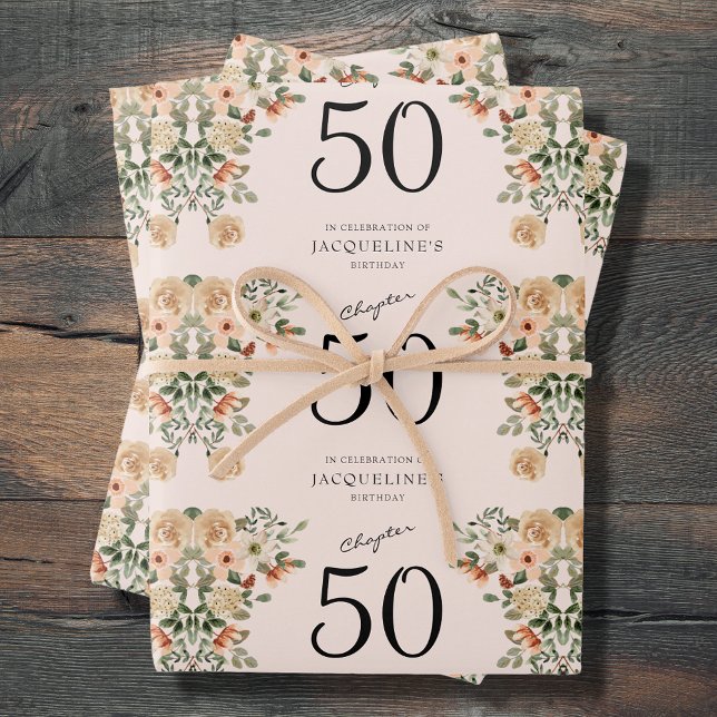50. Geburtstag Vintag Geschenkpapier Set (50th Birthday Vintage Floral Wrapping Paper Sheets.
Throwback to a time of elegance and charm)