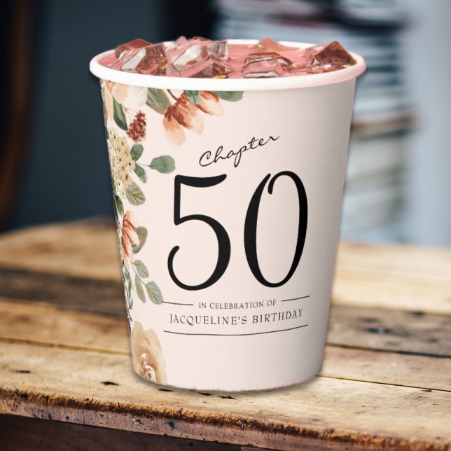 50. Geburtstag Vintag Pappbecher (50th Birthday Vintage Floral Paper Cups
Sophisticated and elegant floral addition to any party.)