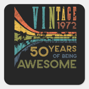50. Geburtstag Vintage 1972 50. Geburtstag Quadratischer Aufkleber