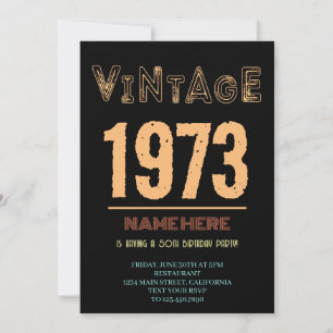 50. Geburtstag Vintage 1973 Geburtstagsfeier Einladung