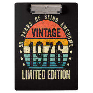 50. Geburtstag Vintage 1976 Limitierte Auflage Klemmbrett
