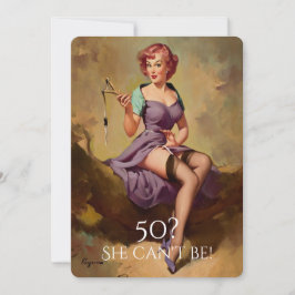 50. Geburtstag, Vintages, sexy Button Up Girl, Cus Einladung
