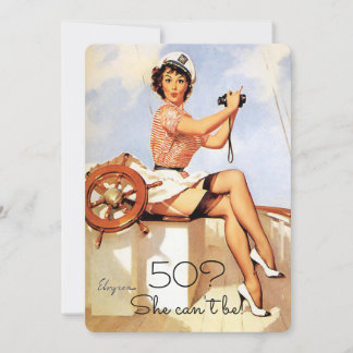 50. Geburtstag, Vintages, sexy Button Up Girl Einladung