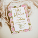 50. Geburtstag von fabelhaftem Pink Gold Floral Einladung<br><div class="desc">Feminine Blush & Gold Boho Floral 50. Geburtstag Einladung Mit herrlichen Aquarellbäckerchen und goldenen Konfetti-Sprinklen</div>