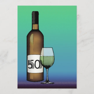 50. Geburtstag: Weinflasche und Glas Einladung