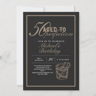 50. Geburtstag Whiskey-Party 'Aged to Perfection' Einladung