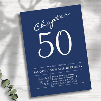 50. Geburtstag White Blue Kapitel 50 Einladung