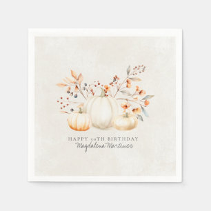 50. Geburtstag White Pumpkin Herbstlaubs Custom Serviette