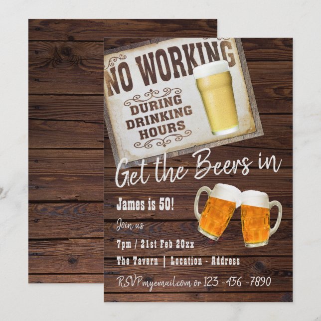 50. Geburtstag zum Bierwettbewerb Einladungen Rust (Vorne/Hinten)