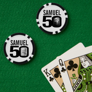 50. Geburtstag zwei benutzerdefinierte Fotos schwa Pokerchips