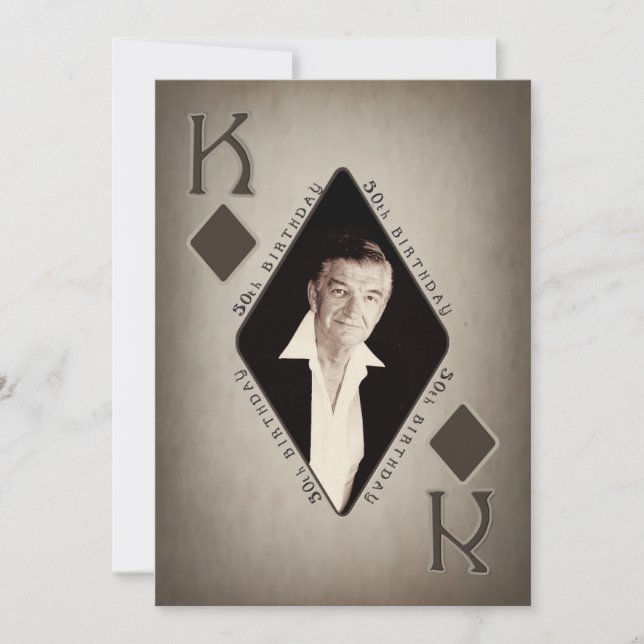 50. GEBURTSTAGEINLADUNG - FOTO - POKER/KÖNIG EINLADUNG (Vorderseite)