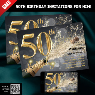 50. GEBURTSTAGLICHE EINLADUNGEN FÜR IHN - GOLD CHA