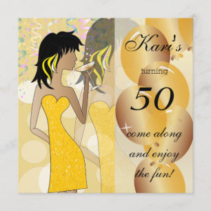 50. Geburtstags-Bash-Girl-Party   Golden Yellow Einladung