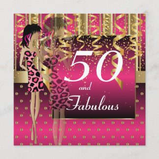 50. Geburtstags-Bash-Girl-Party | Rosa und Gold Einladung