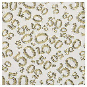 50. Geburtstags-cooles Zahl-Muster-Gold und Weiß Stoff