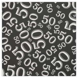 50. Geburtstags-cooles Zahl-Muster Schwarzweiss Stoff